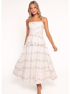 Petal and Pup Eleanora Midi Dress in White Floral